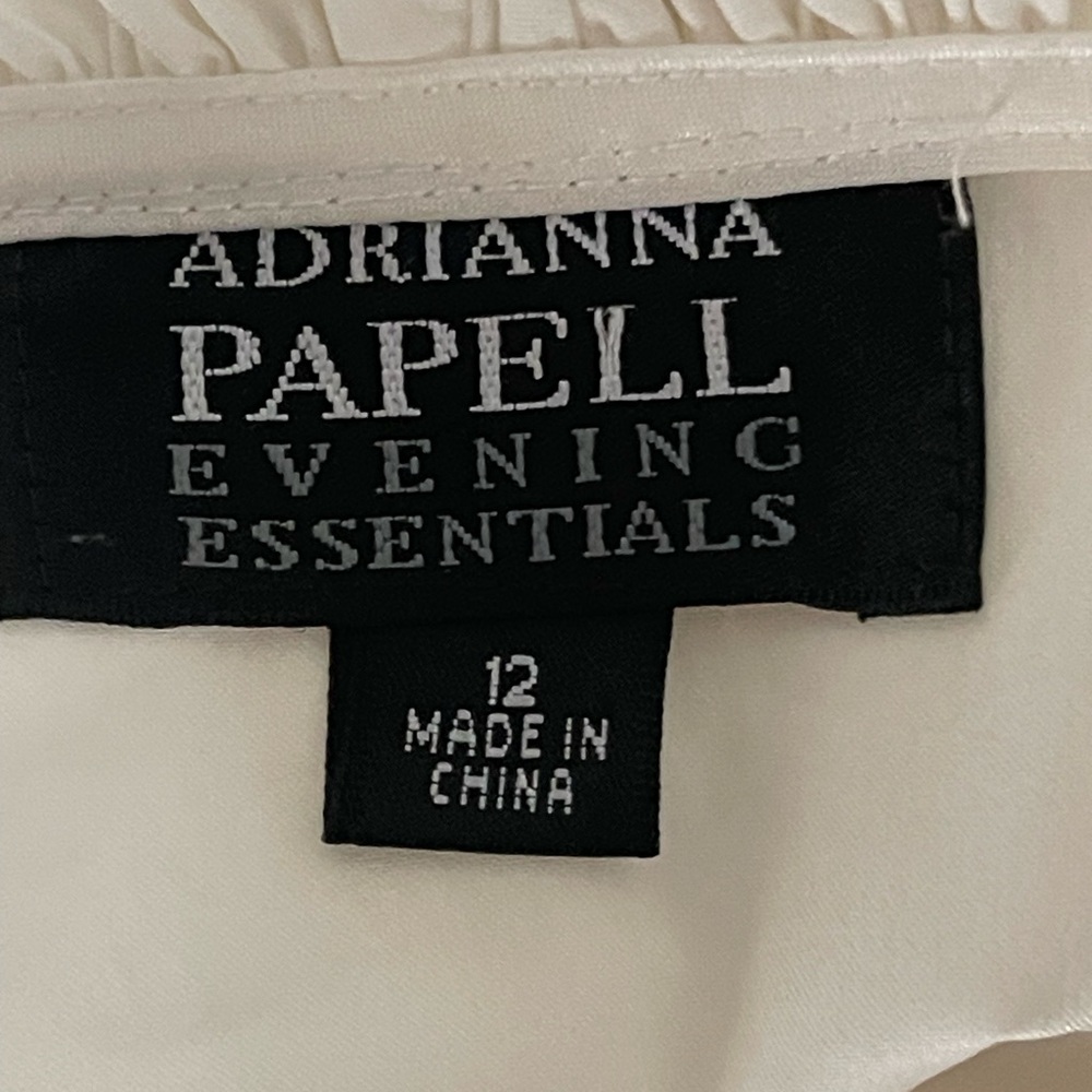 Woman’s Evening blouse Adrianna Papel cream 12 ruffle collar rhinestone buttons - Picture 8 of 13